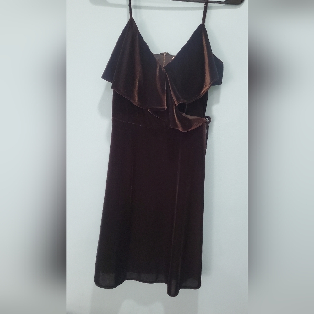 Bailey 44 velvet Princess Chocolate Brown wrap dress Size Medium - Picture 4 of 10
